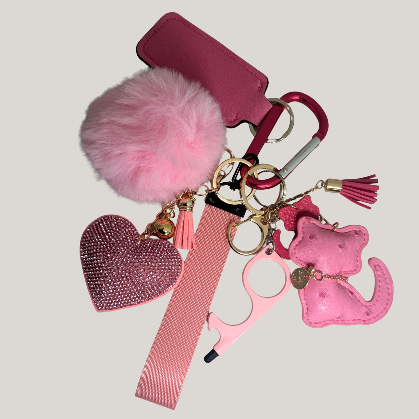 Colour Keychain Set – 7pc Matching Bag Charms (Blue, Pink, Green & More)