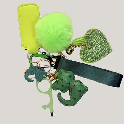 Colour Keychain Set – 7pc Matching Bag Charms (Blue, Pink, Green & More)