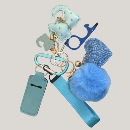 Colour Keychain Set – 7pc Matching Bag Charms (Blue, Pink, Green & More)