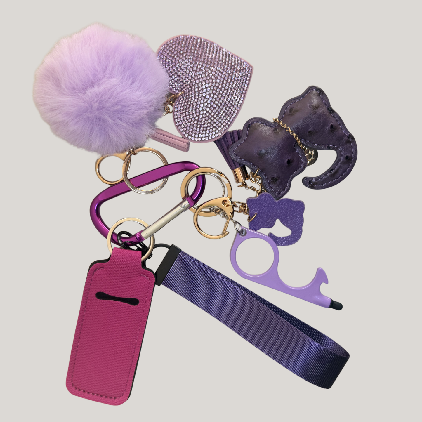 Colour Keychain Set – 7pc Matching Bag Charms (Blue, Pink, Green & More)