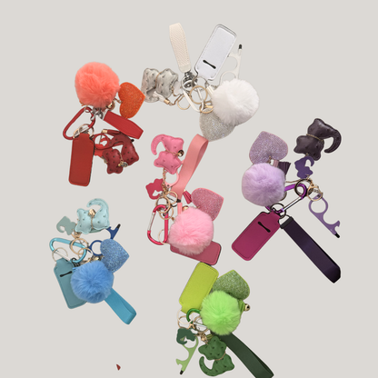 colour keychain set matching bag charms 7 piece set